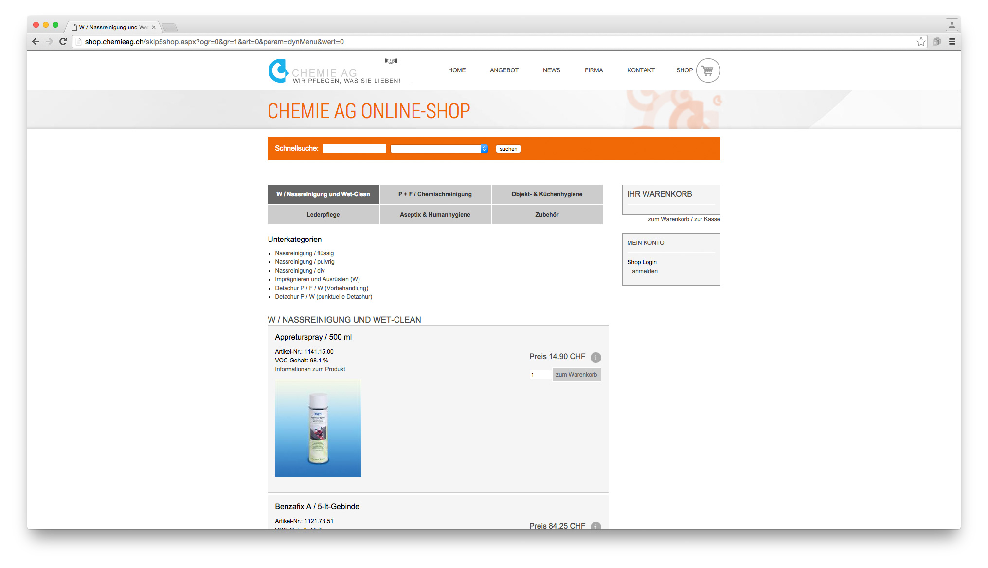 Bild 3 vom Chemie AG Webseite / Shop