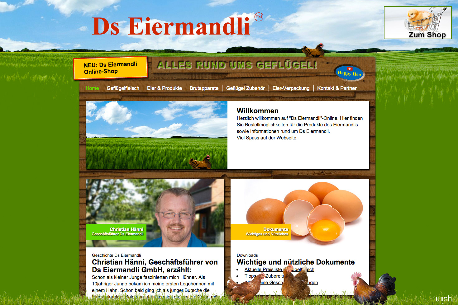 Bild 1 vom Ds Eiermandli Webseite / Shop